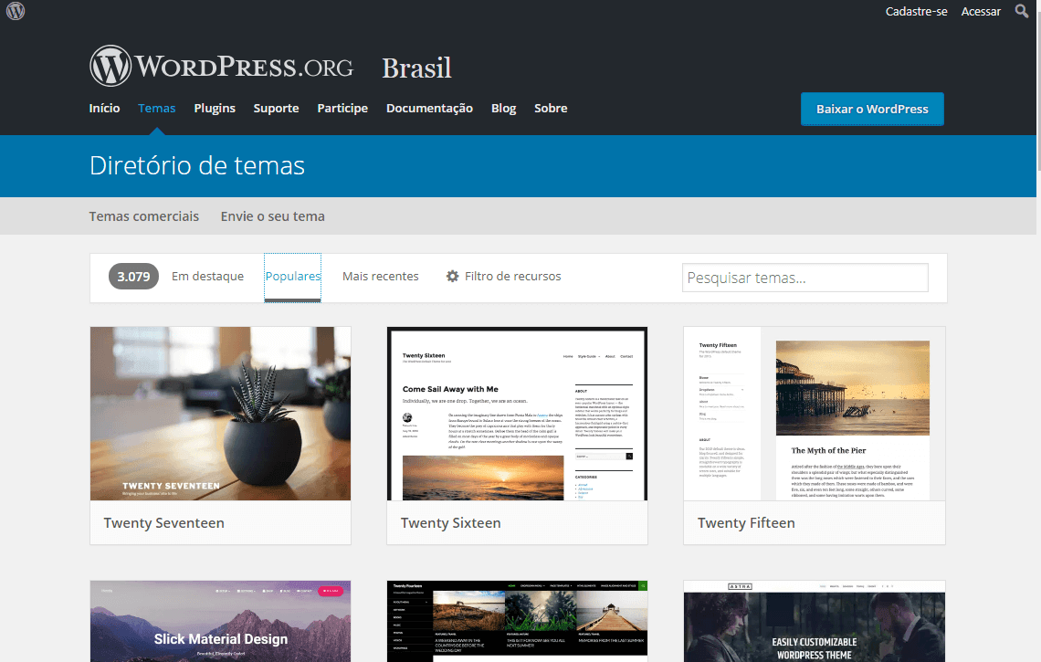 criar um blog WordPress