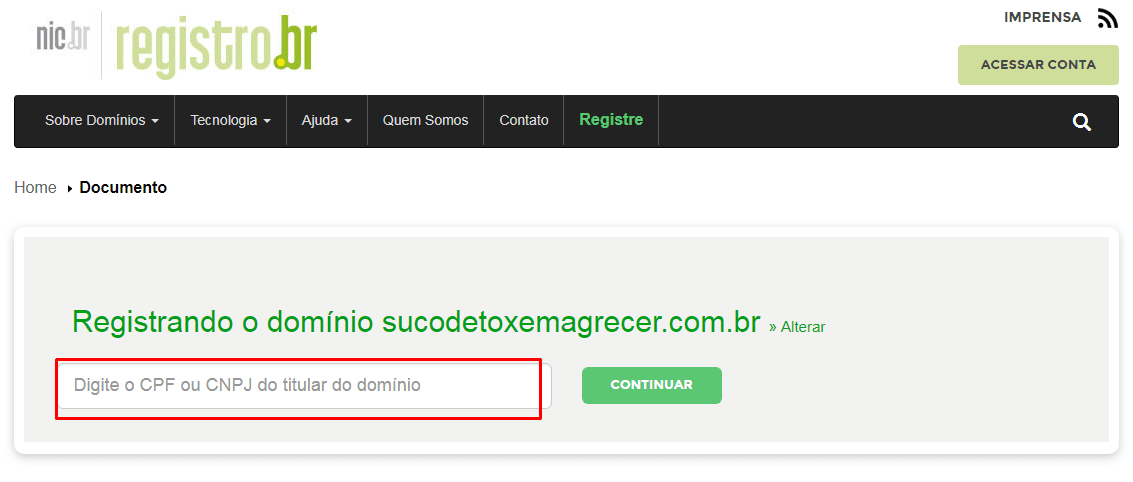 conta no registro br para criar o seu blog passo 5
