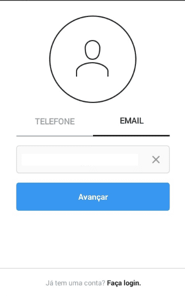 Use o Email ou Telefone no Instagram