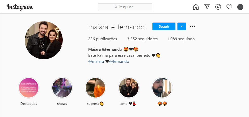 Biografia para Instagram de casal.