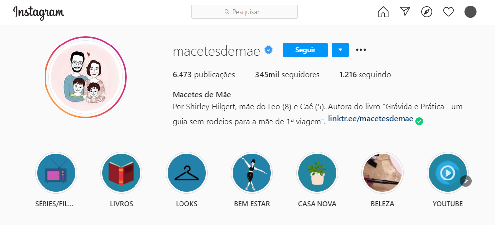 Biografia no Instagram para mães