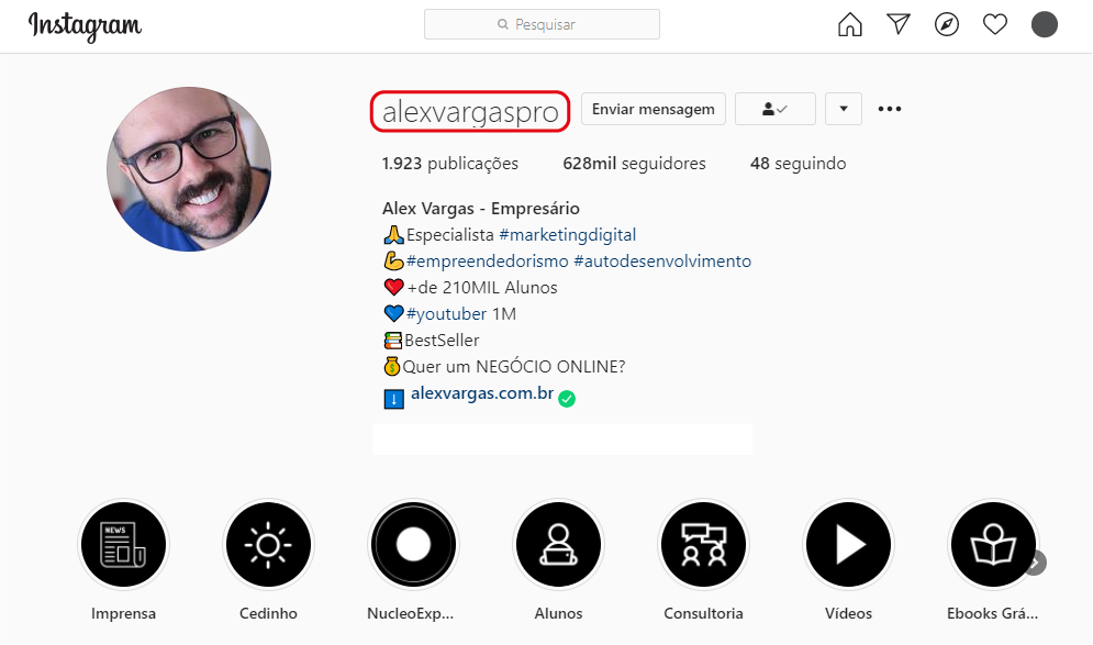 Nome de Usuário da Bio do Instagram