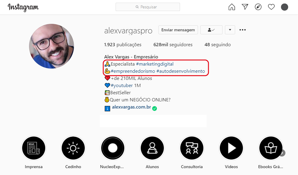 Mostre claramente sobre o assunto que você fala logo no começo da sua biografia.