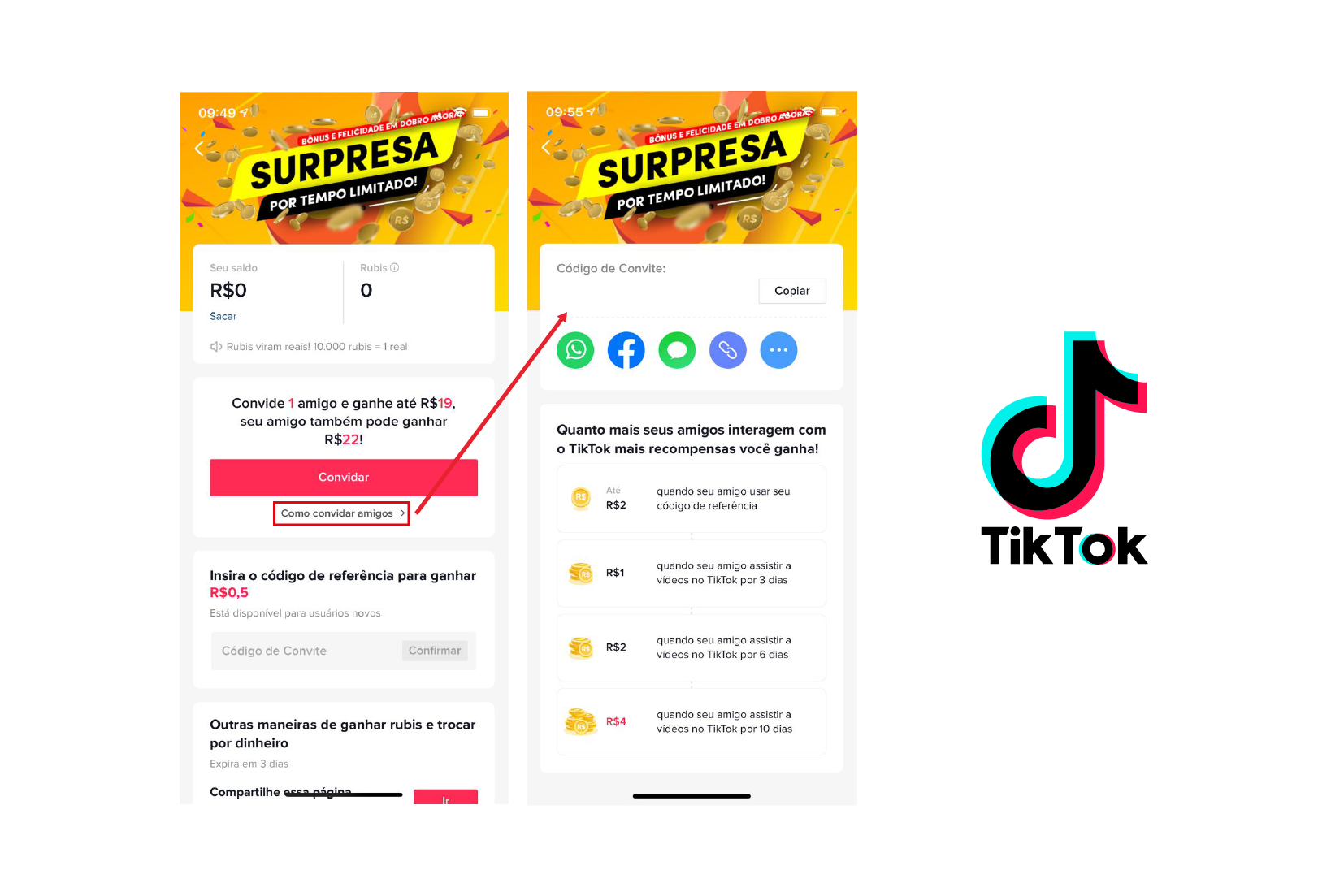 Como Enviar o Código de Convite do TIkTok para seus amigos