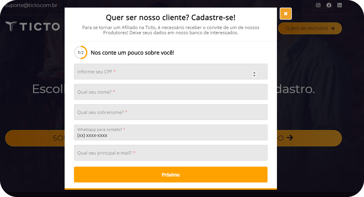 Ticto: O Que é, Como Se Cadastrar e Ganhar Dinheiro na plataforma 5 terceiro passo para se cadastrar na ticto